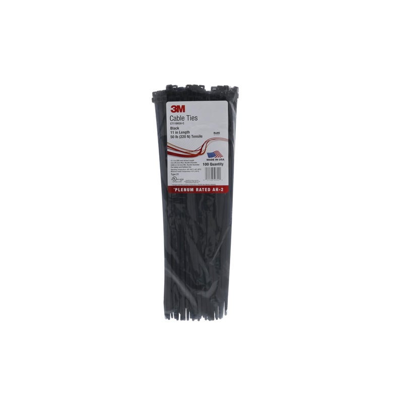 3M Cable Tie  Black  50 lb  11""  100 pcs/bag